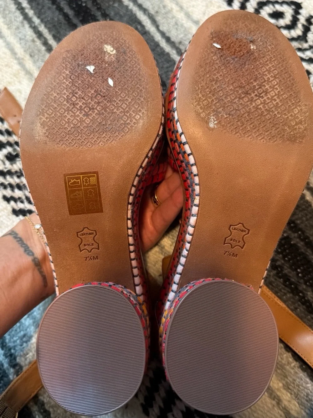 Tory Burch Brown Multicolor Woven Platform Sandals
